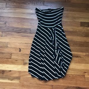 Ann Taylor black and white strapless striped dress